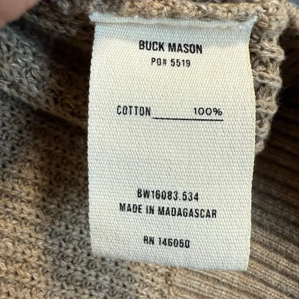 Buck Mason Womens Seafarer Cotton Rib Crew Neck Sweater Puff Sleeve Large Tan - Picture 8 of 12